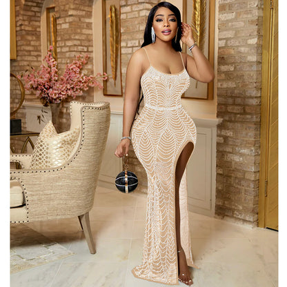 Rhinestone Sling Party Dress for Women