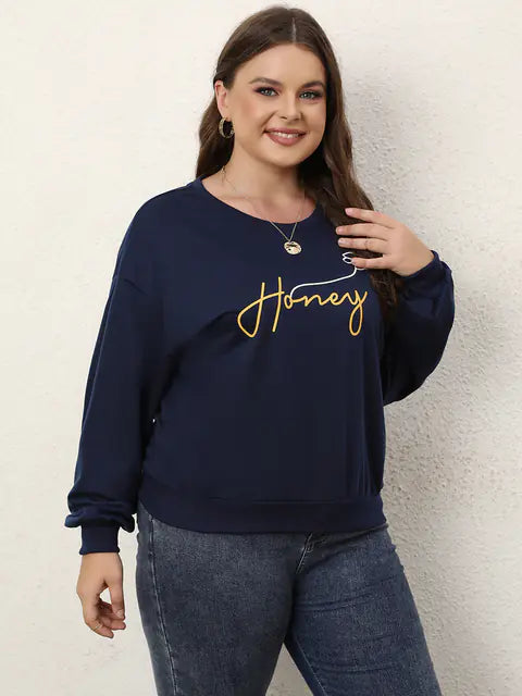 Floral Print Thermal Lined Plus Size Sweatshirt