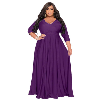 Plus Size V-Neck Elegant Wedding Dress Long Skirt