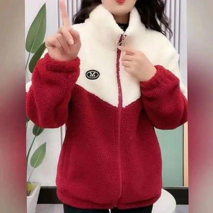 Stylish Women's Thick Color-Block Jacket for Autumn/Winter