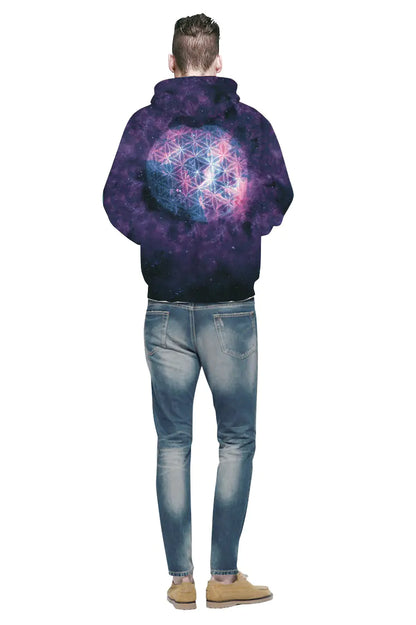 Hooded Sweatshirt with 3D Starry Digital Print