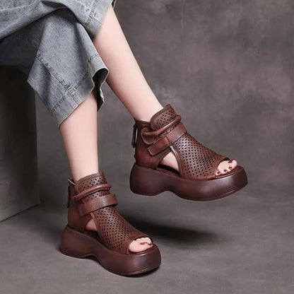 Retro Hollow High-Top Platform Heel Women's Sandals