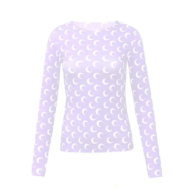 Women's Long-Sleeved Marine Moon T-Shirts & Underwear