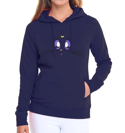Women's Hooded Sweatshirt with Fleece Cat Design
