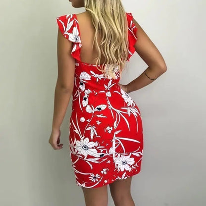 Versatile Women's Sleeveless Printed Hip Dress