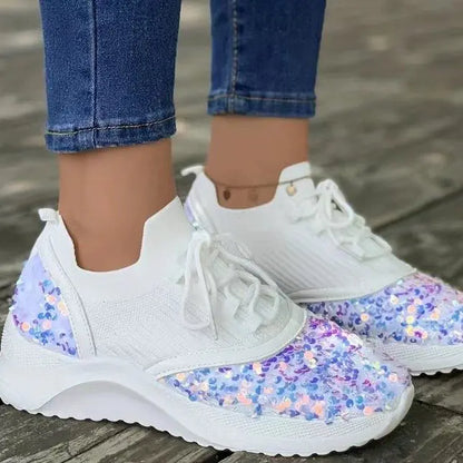 Breathable Color Block Knit Sneakers for Women - Trendy Attic Store01