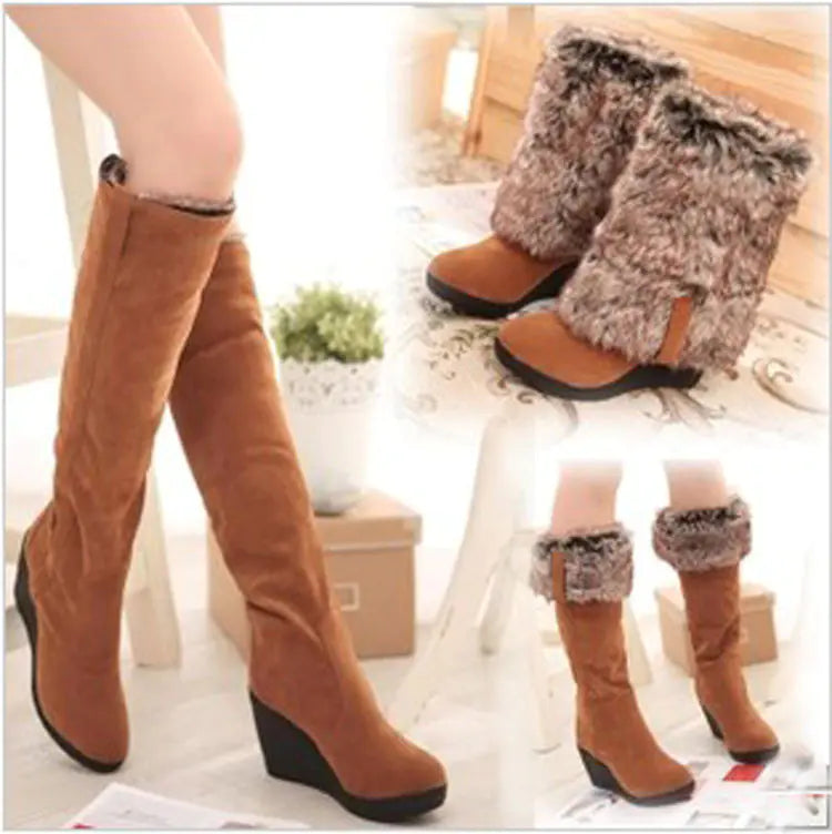 Faux Rabbit Fur High Boots for Women