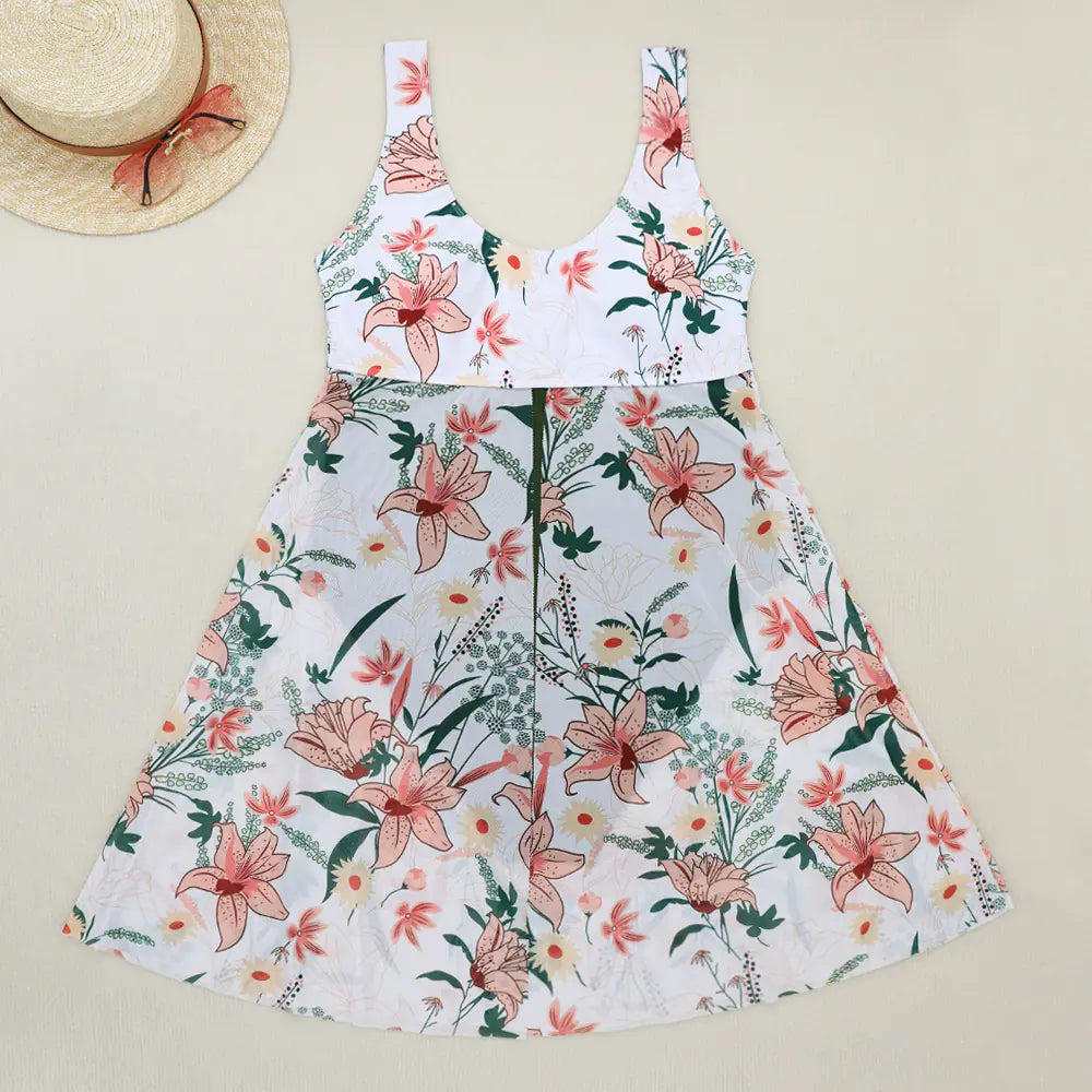 Plus Size Digital Print Bikini with Skirted Design