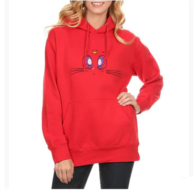 Women's Hooded Sweatshirt with Fleece Cat Design