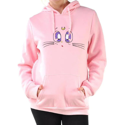 Women's Hooded Sweatshirt with Fleece Cat Design