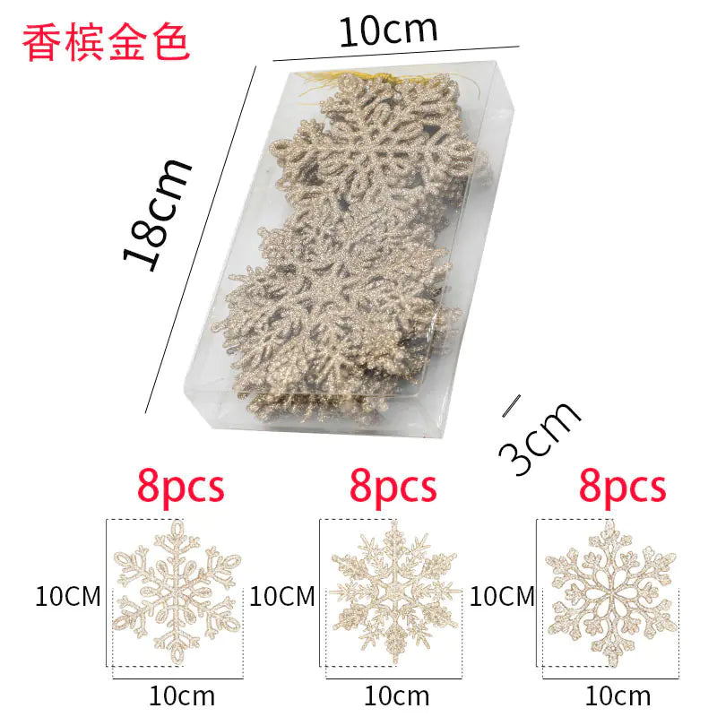10cm Glitter Snowflake Set for Christmas Decor (24PCS)