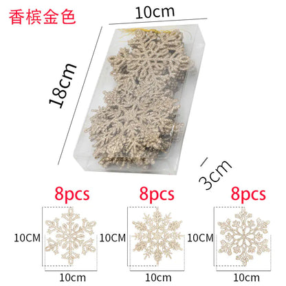 10cm Glitter Snowflake Set for Christmas Decor (24PCS)
