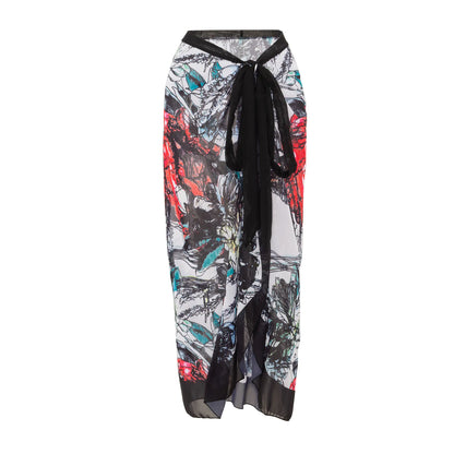 Plus Size Backless Swimsuit with Chiffon Beach Skirt