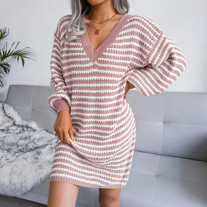 Stylish Striped Knit Dress