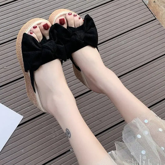 Women's Bow-Knot Platform Wedge Sandals and Slippers