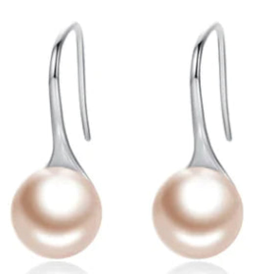 Women's Silver Pearl Earrings with Shell Studs