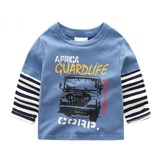 Boys Cartoon Long Sleeve Cotton T-Shirt for Kids