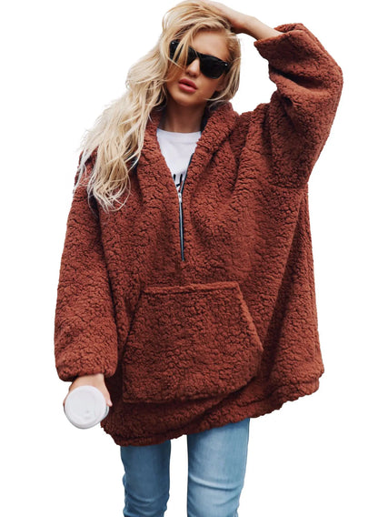 Faux Fur Hoodie & Plush Sweatshirt