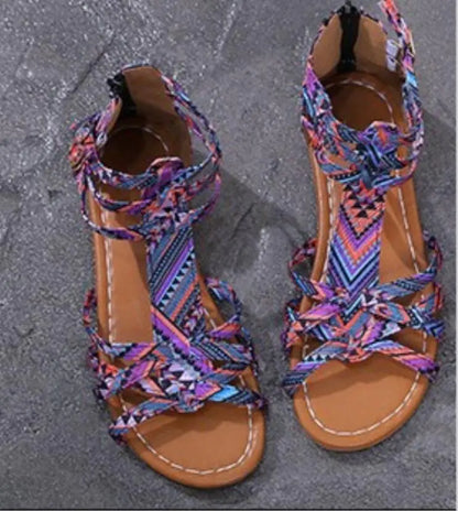 Colorful Lace Plus Size Roman Sandals