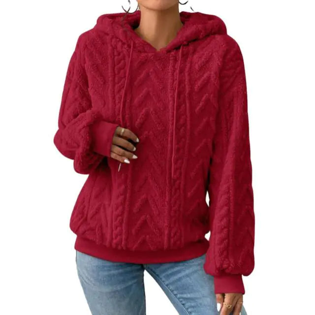 Women's Thick Plush Hoodie Sweatshirt for Autumn Winter
