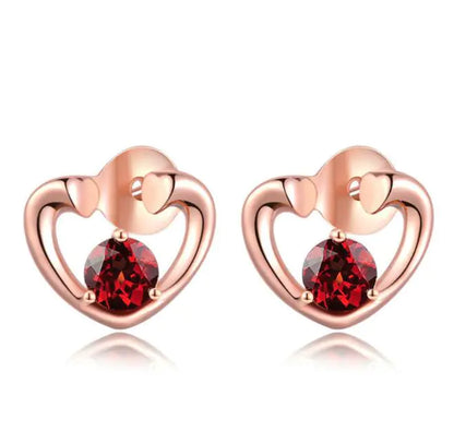 Rose Gold Gemstone Studs in 925 Silver