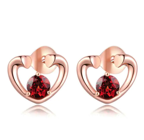 Rose Gold Gemstone Studs in 925 Silver