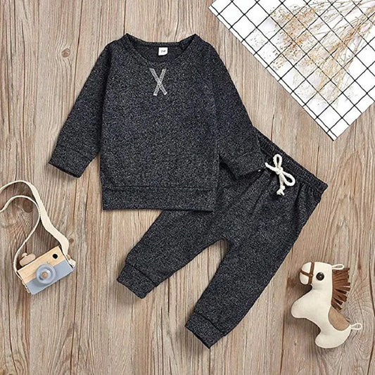 Boys' Casual Two-Piece Outfit with Long Sleeves