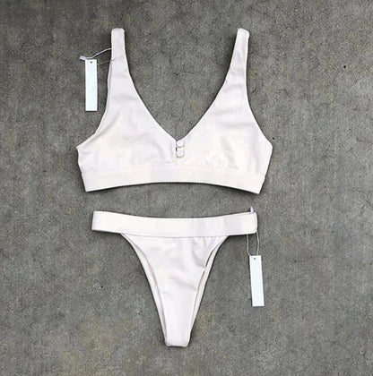 Sexy Low-Waist Solid Color Women's Bikini Set