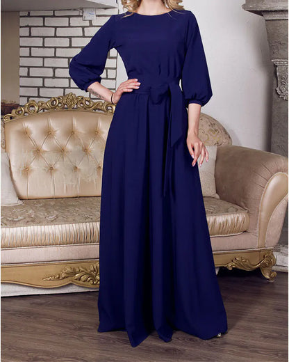 Bohemian Long Sleeve Maxi Dress with Lantern Sleeves