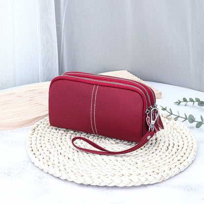 Genuine Leather Large Capacity Zipper Wallet for Women