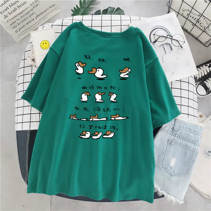 Plus Size Cotton T-Shirt for Women - Loose Fit Summer Top