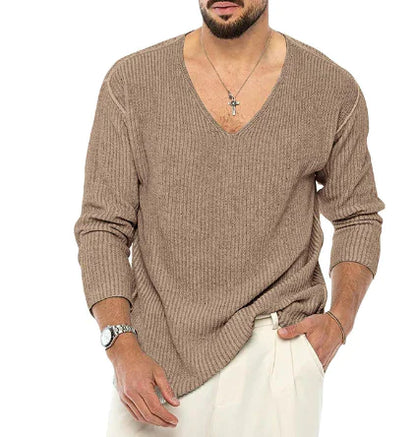 Men's Long Sleeve V-Neck Independent Sweater