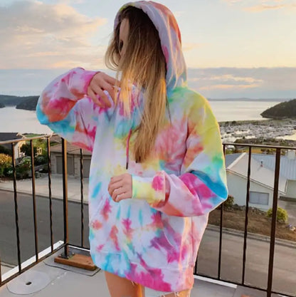 Hooded Tie Dye Women's Casual Loose Coat Jacket