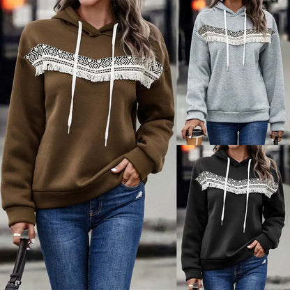 Hooded Lace Casual Sweatshirt for Women