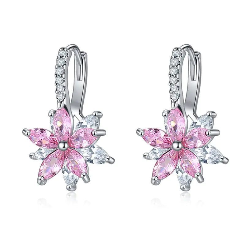 Snowflake Earrings with Zirconium Studs