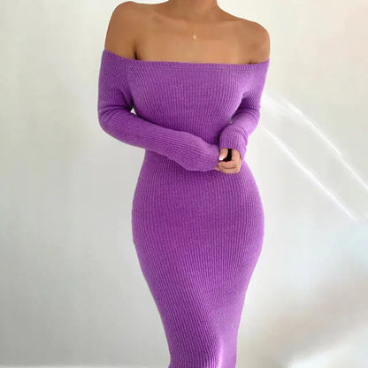 Off-Shoulder Long Sleeve Bodycon Dress for Women