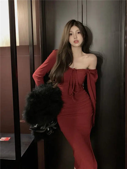 Hanging Neck Off Shoulder Dress for Women