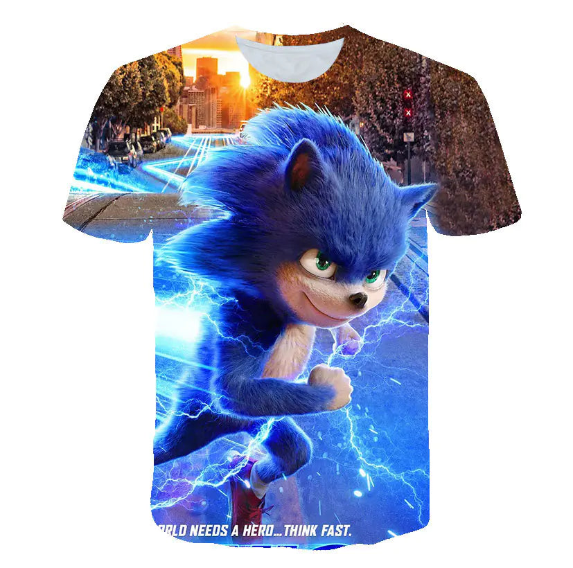Anime 3D Print Round Neck T-Shirt for Kids