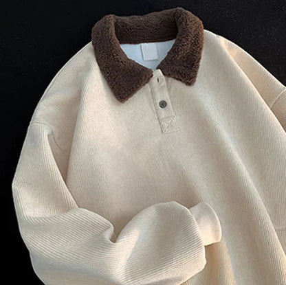 Lamb Wool Corduroy Sweater for Women