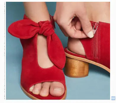 Frosted Fish Mouth Bow Thick High Heels