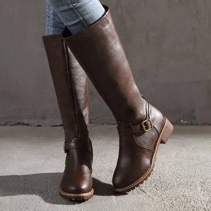 Women's Retro Knee-high Boots with Thick Heels - Trendy Attic Store01