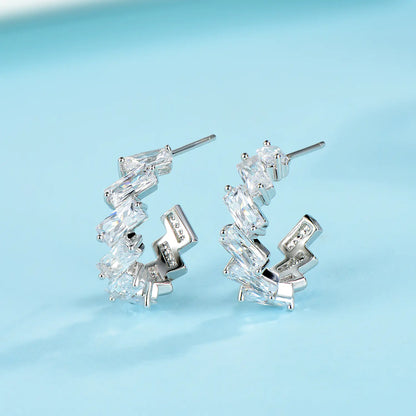 Trendy 925 Silver Minimalist Wave Earrings and Studs