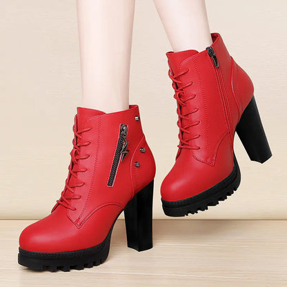 Women's Chunky Heel Waterproof Platform Martin Boots