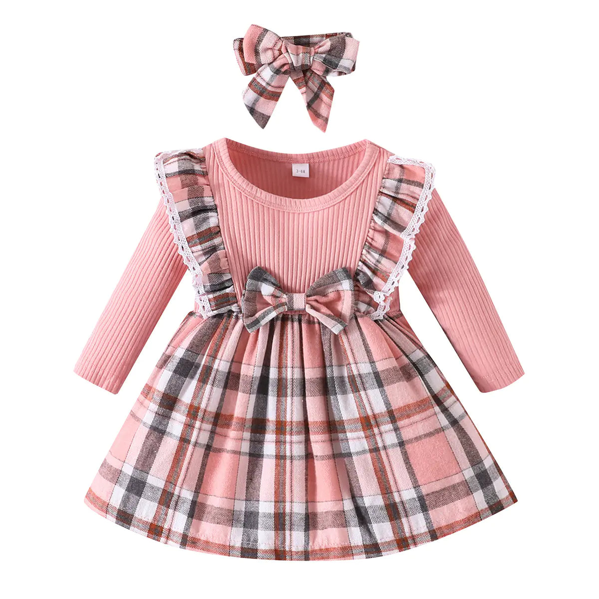 Plaid Long Sleeve Dress for Girls in Christmas Style
