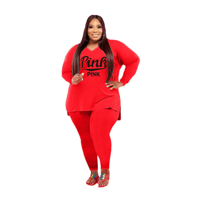 Plus-Size Women's Fashion Color Two-Piece Suit