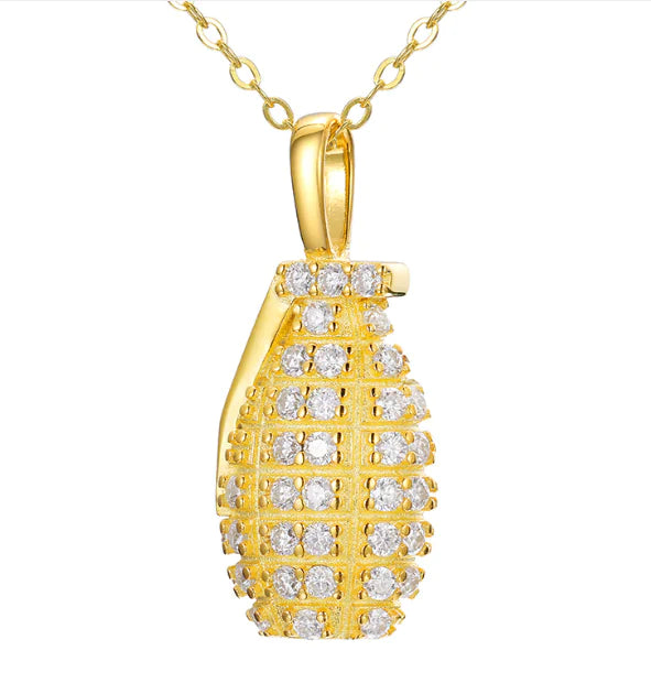 S925 Silver Moissanite Grenade Pendant Necklace