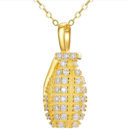 S925 Silver Moissanite Grenade Pendant Necklace