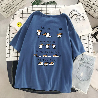 Plus Size Cotton T-Shirt for Women - Loose Fit Summer Top