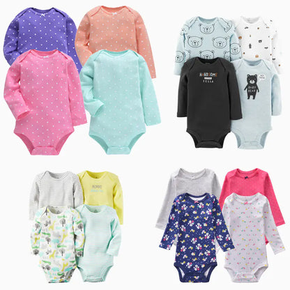 4-Piece Long Sleeve Baby Bodysuit Set for Spring/Fall