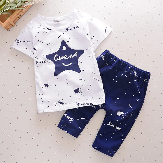 Boys' Summer Two-Piece Outfit with Star Print
